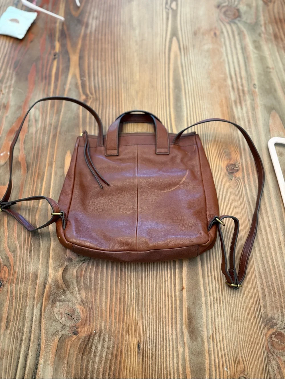 Fossil Brown Leather Convertible Backpack Tote